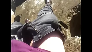Jubilant broad in the beam cumshot outdoor.